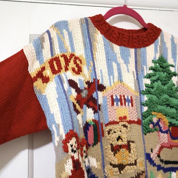 Vintage Tiara International Toy Store Embroidered Christmas Sweater M Novelty - Picture 4 of 6